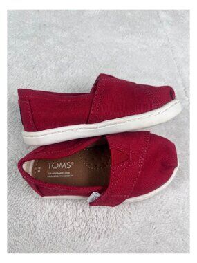 TOMS Toddler Classic Canvas Slip-On Shoes Red Size 5